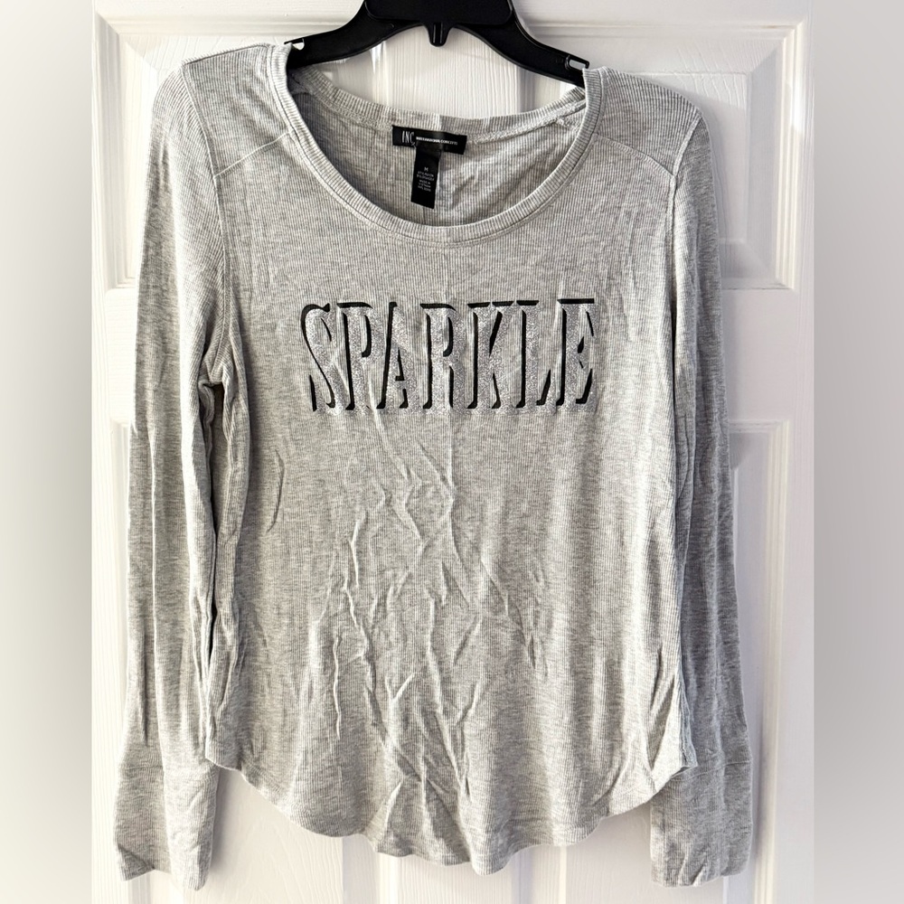 Medium long sleeve grey “Sparkle” top